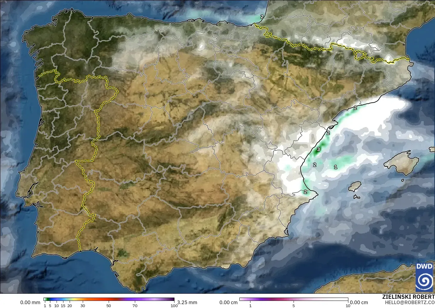 ICON model - Spain, Precipitation, Clouds, and Pressure
