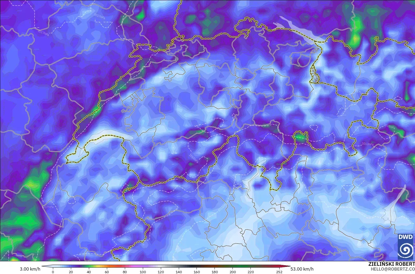 ICON model - Switzerland, Wind Gusts