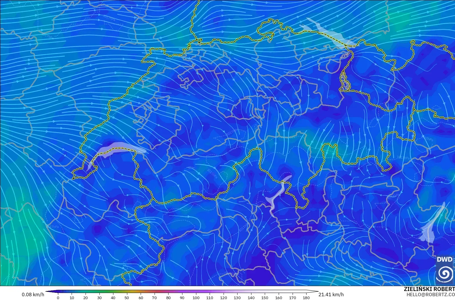 ICON model - Switzerland, Wind at 10m