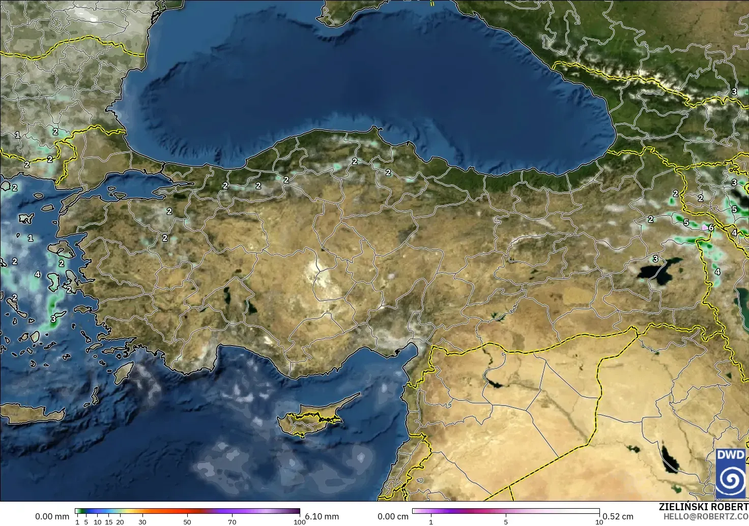 ICON model - Turkey, Precipitation, Clouds, and Pressure