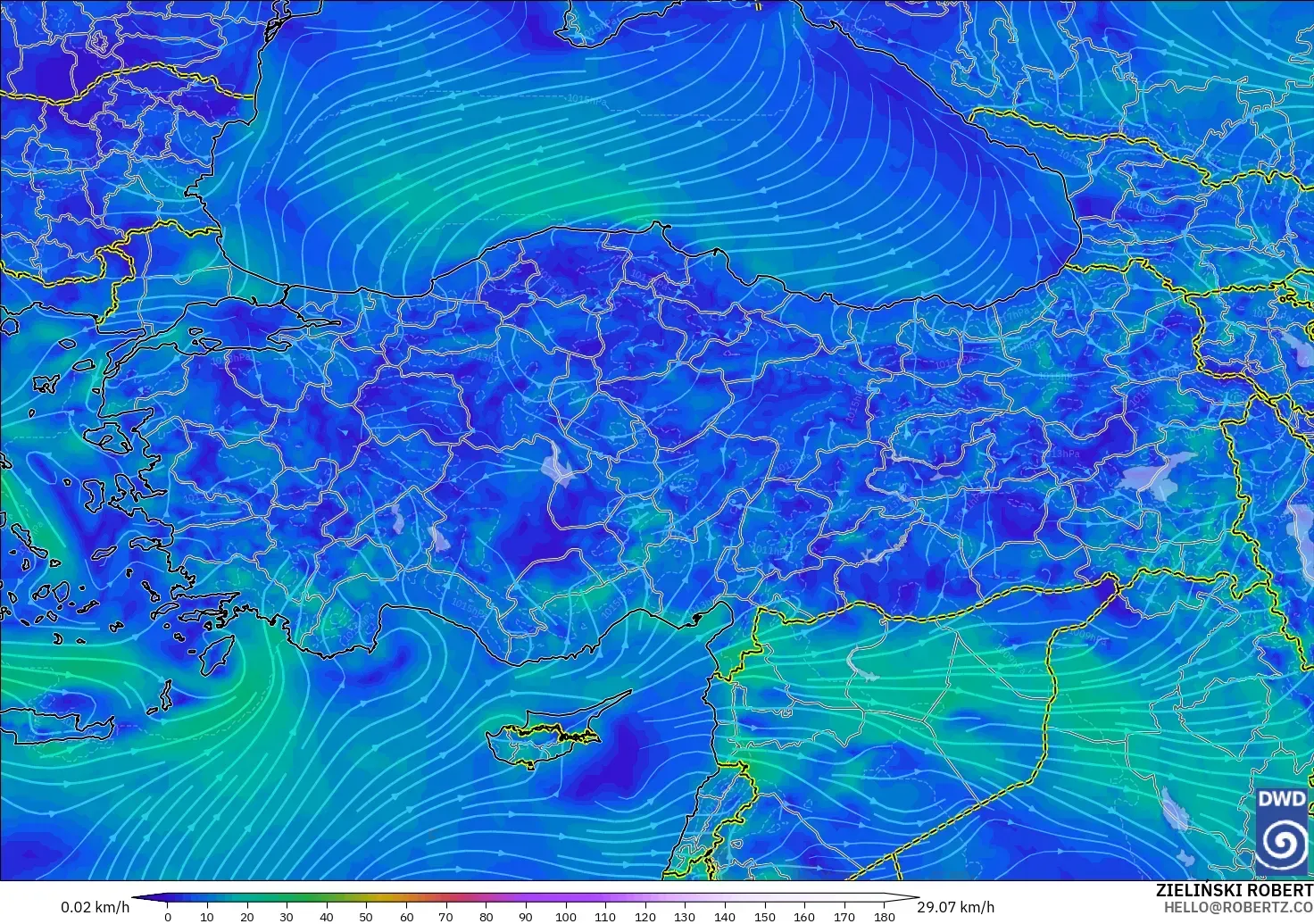 ICON model - Turkey, Wind at 10m