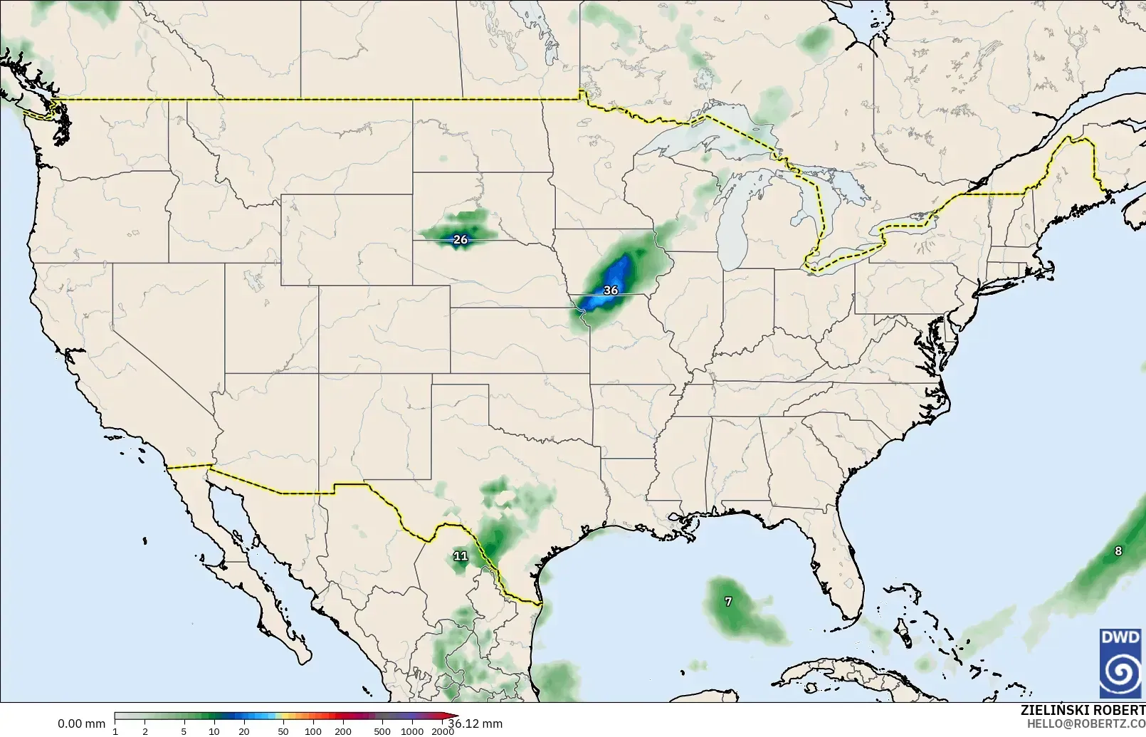 ICON model - United States, Precipitation Accumulation