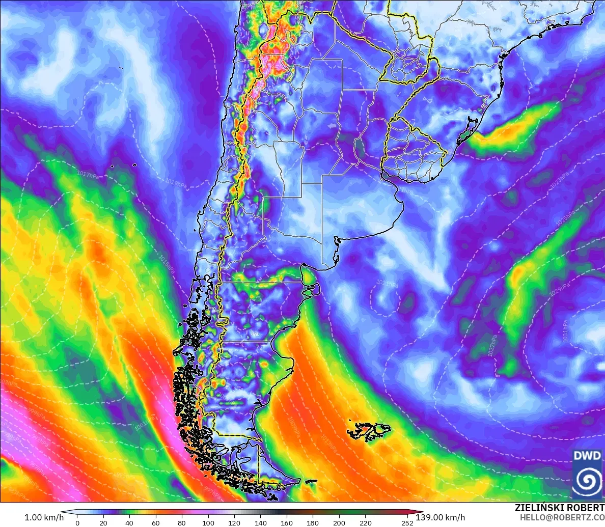 ICON modelo - Argentina, Wind Gusts