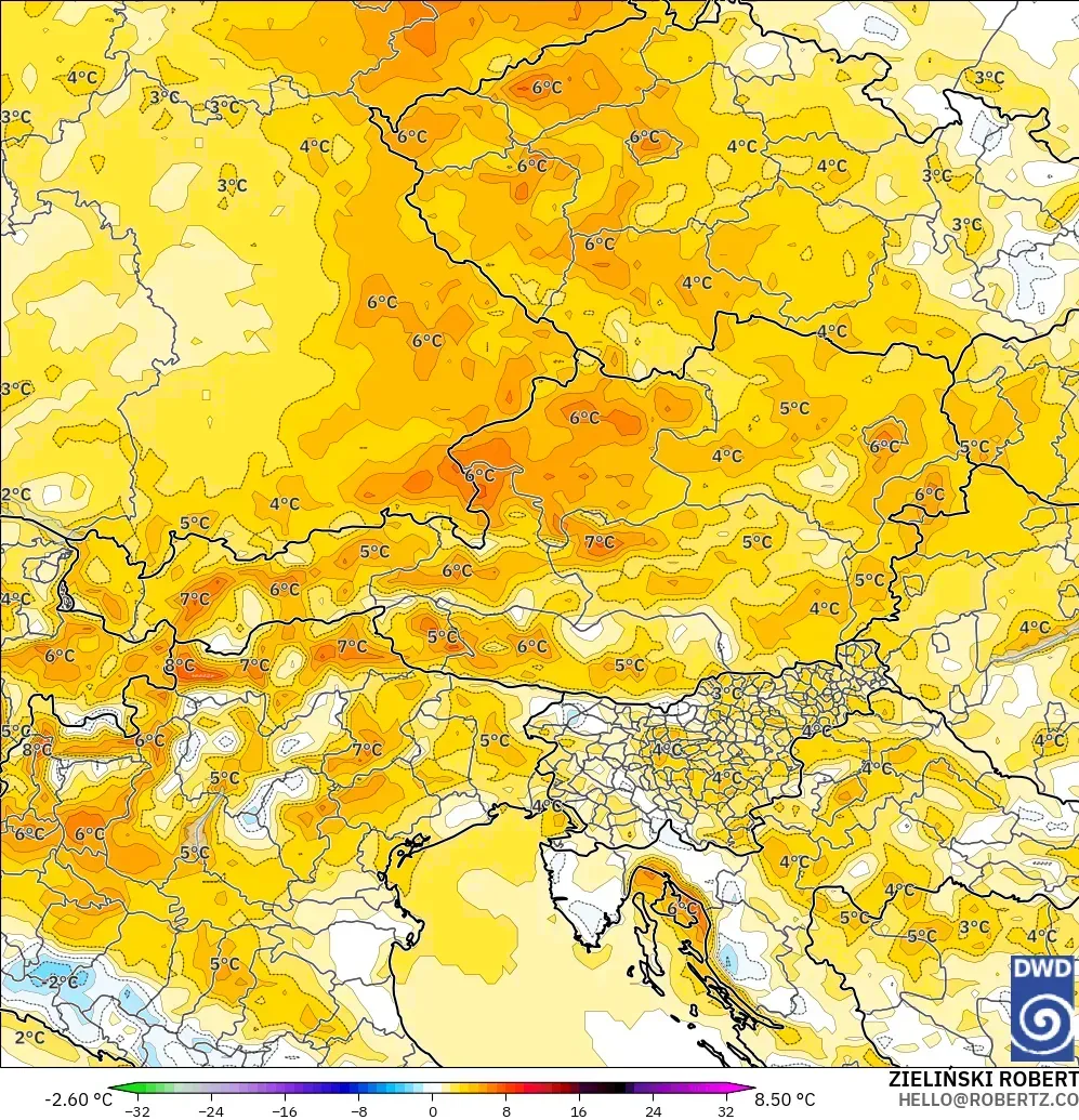 ICON model - Austria, Anomali Suhu 2 m