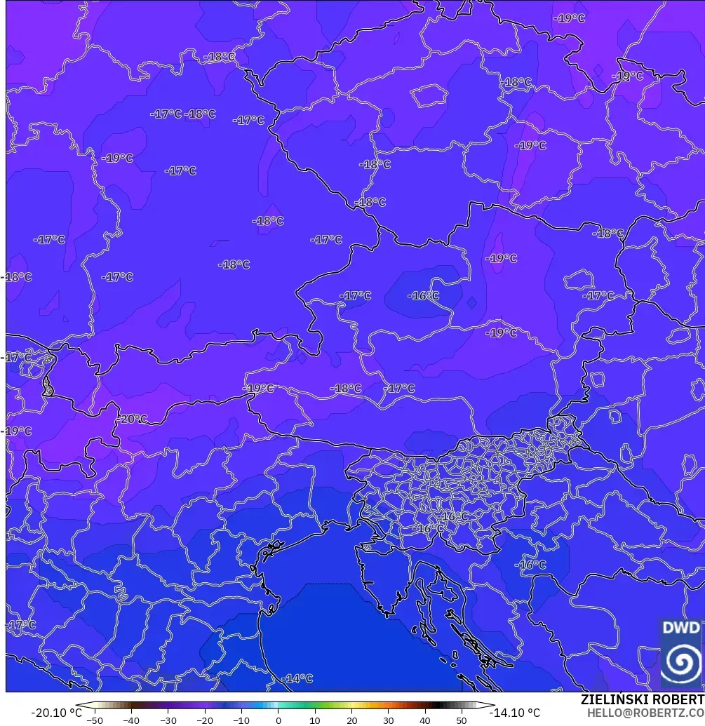 ICON modelo - Austria, Temperature at 500hPa
