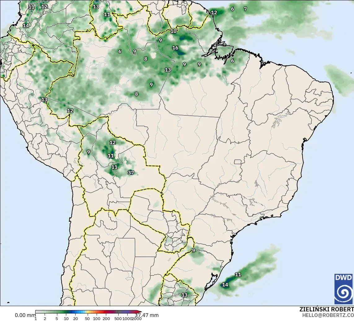 ICON modelo - Brazil, Precipitation Accumulation
