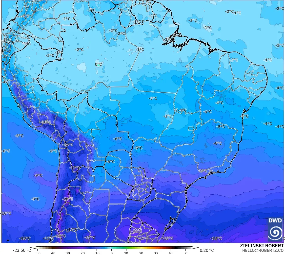 ICON modelo - Brazil, Temperature at 500hPa