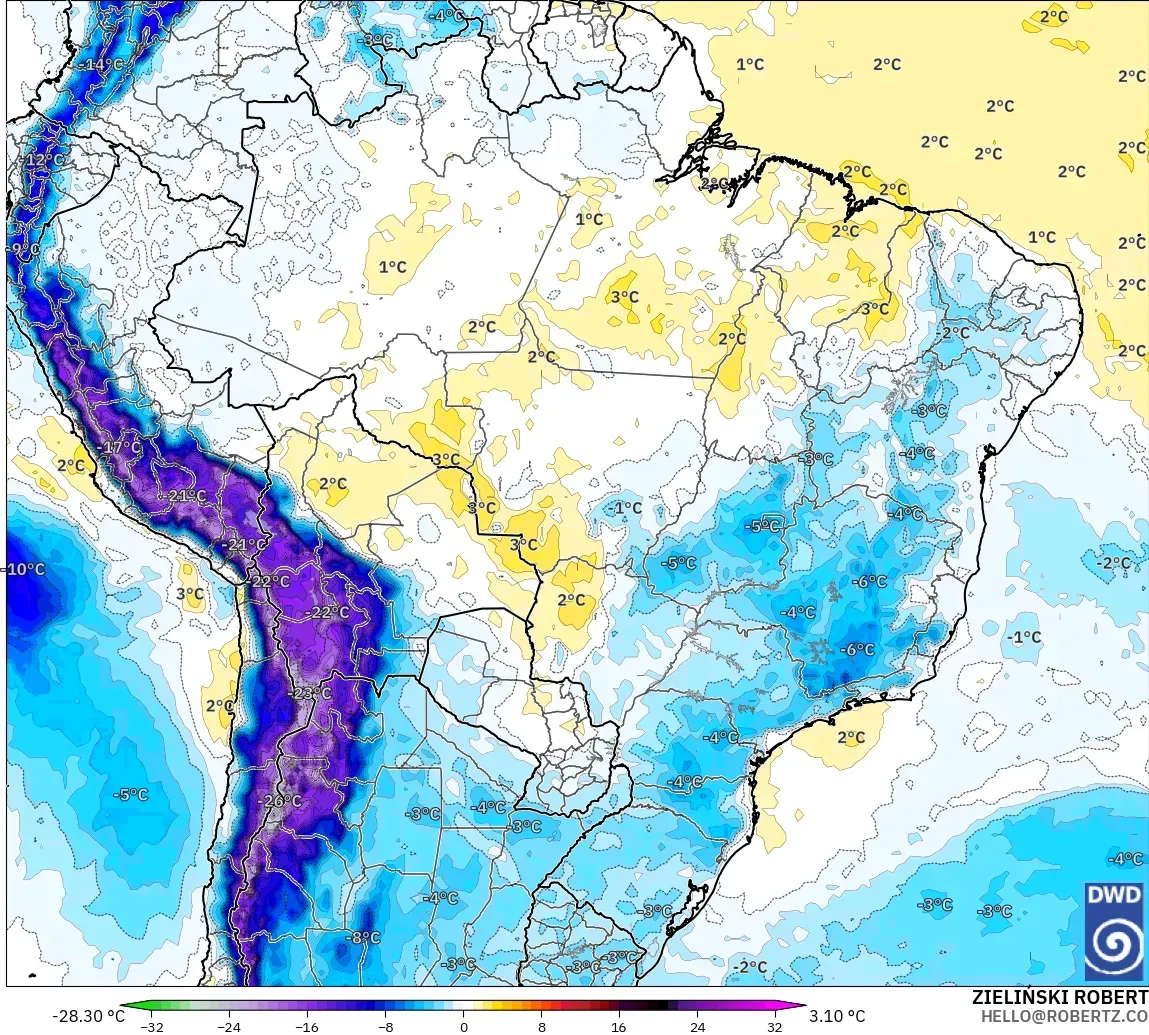ICON model - Brasil, Anomali Suhu 850 hPa