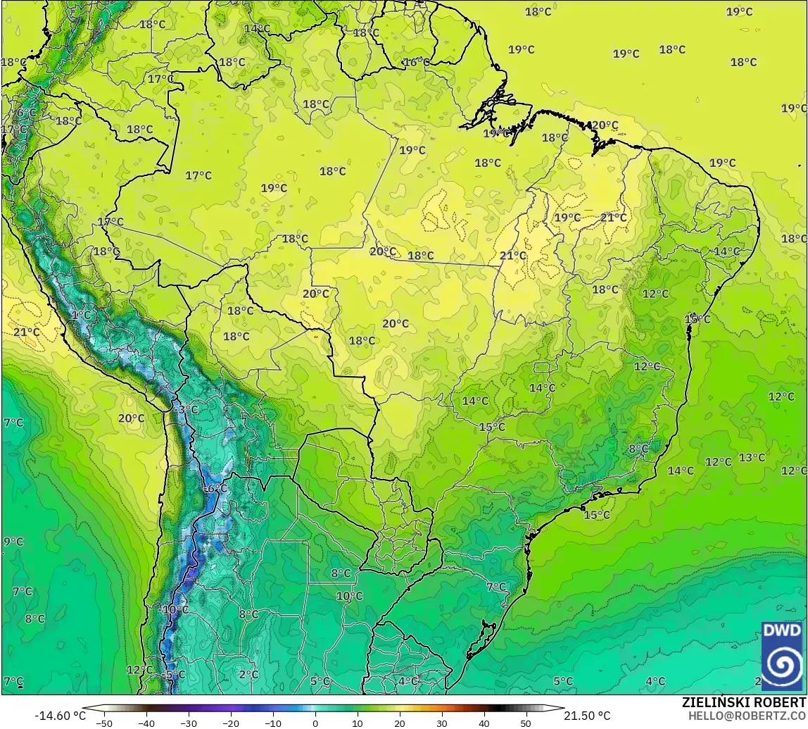 ICON model - Brasil, Suhu 850 hPa