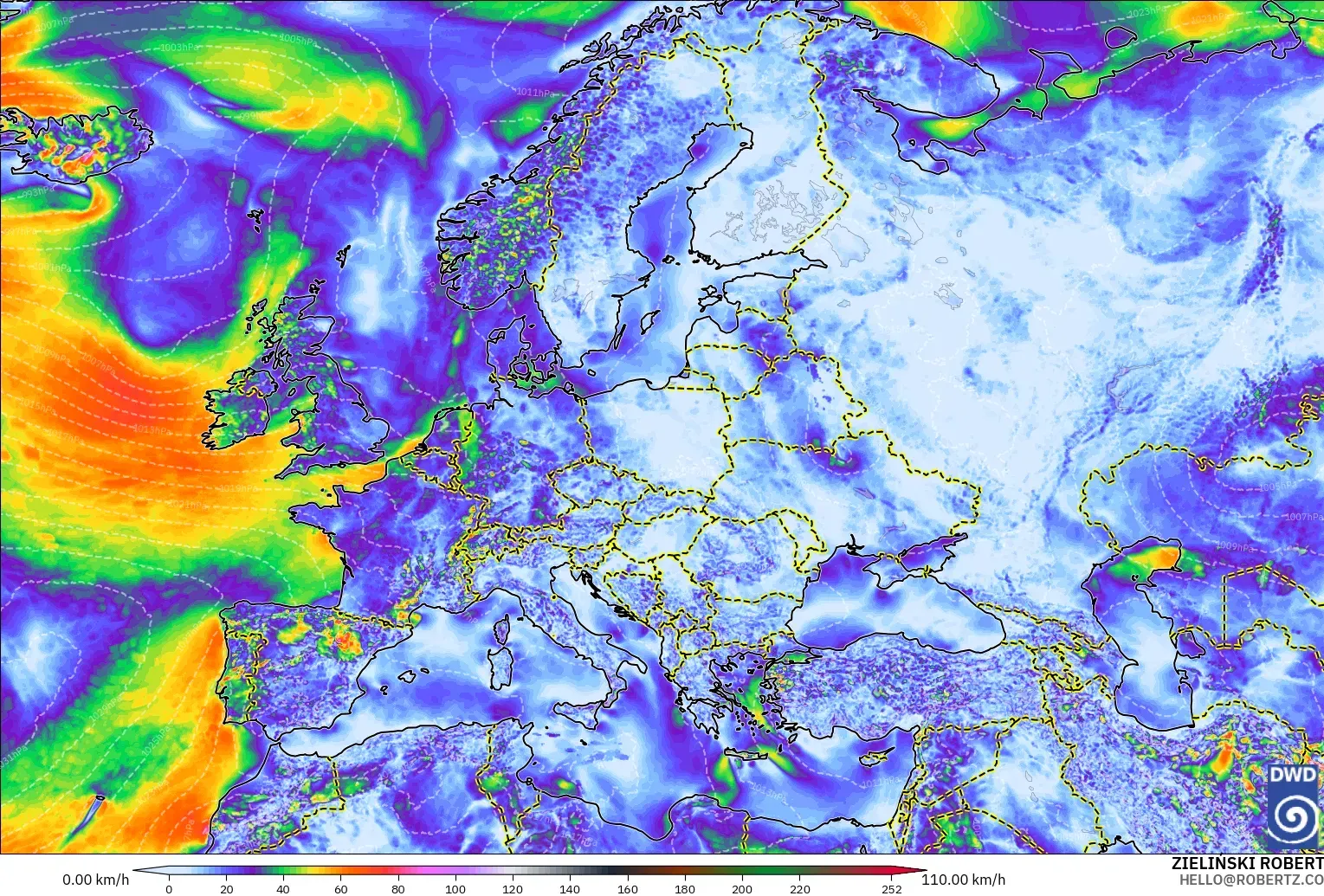 ICON modelo - Europe, Wind Gusts