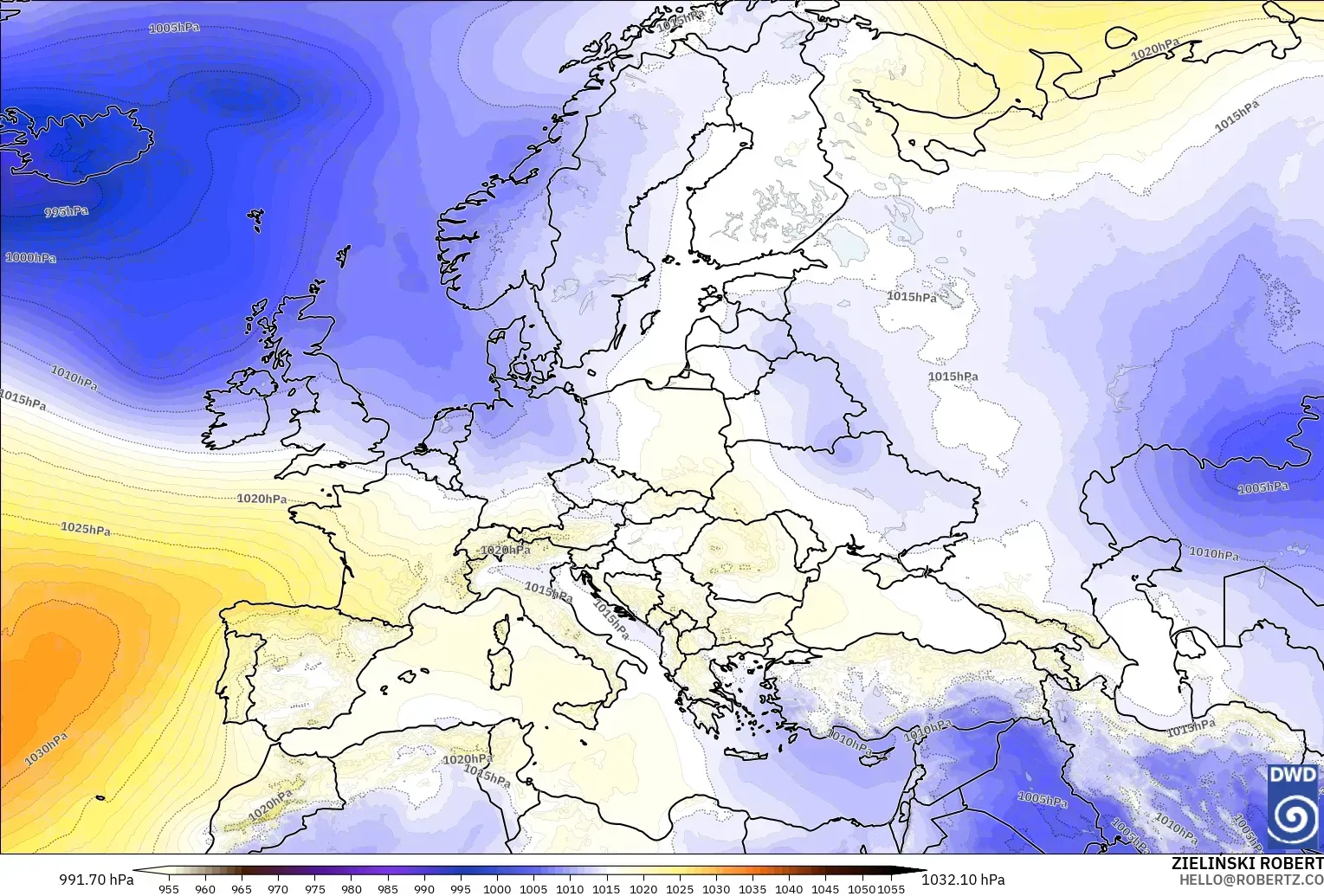 ICON modelo - Europe, Pressure