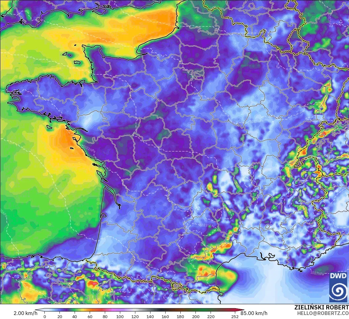 ICON modelo - France, Wind Gusts