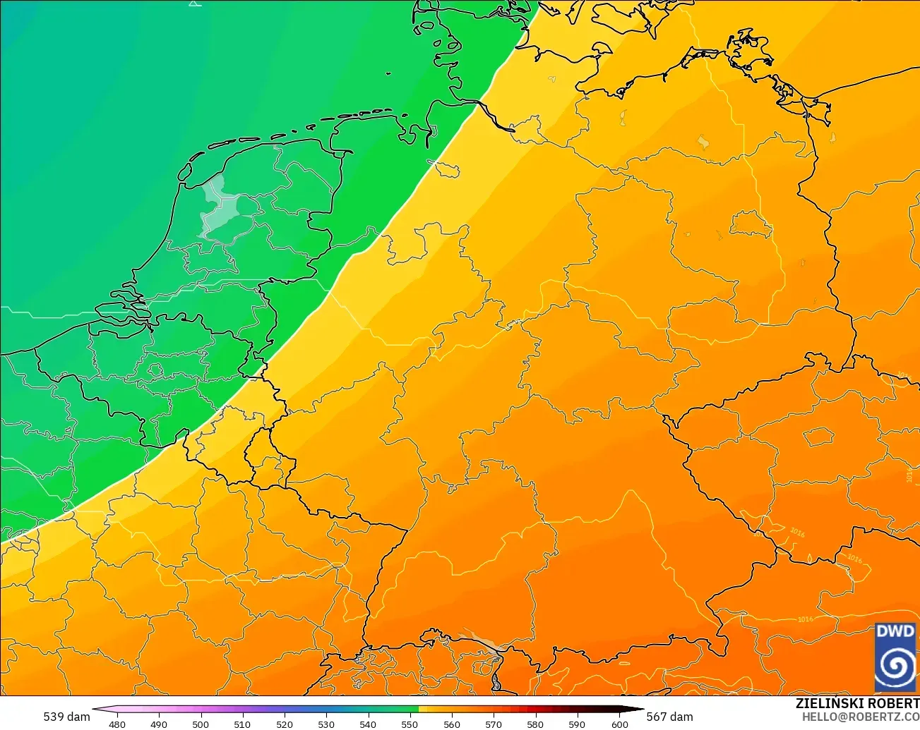 ICON model - Jerman, Ketinggian geopotensial pada 500 hPa