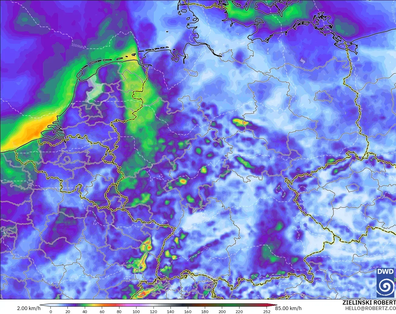 ICON modelo - Germany, Wind Gusts