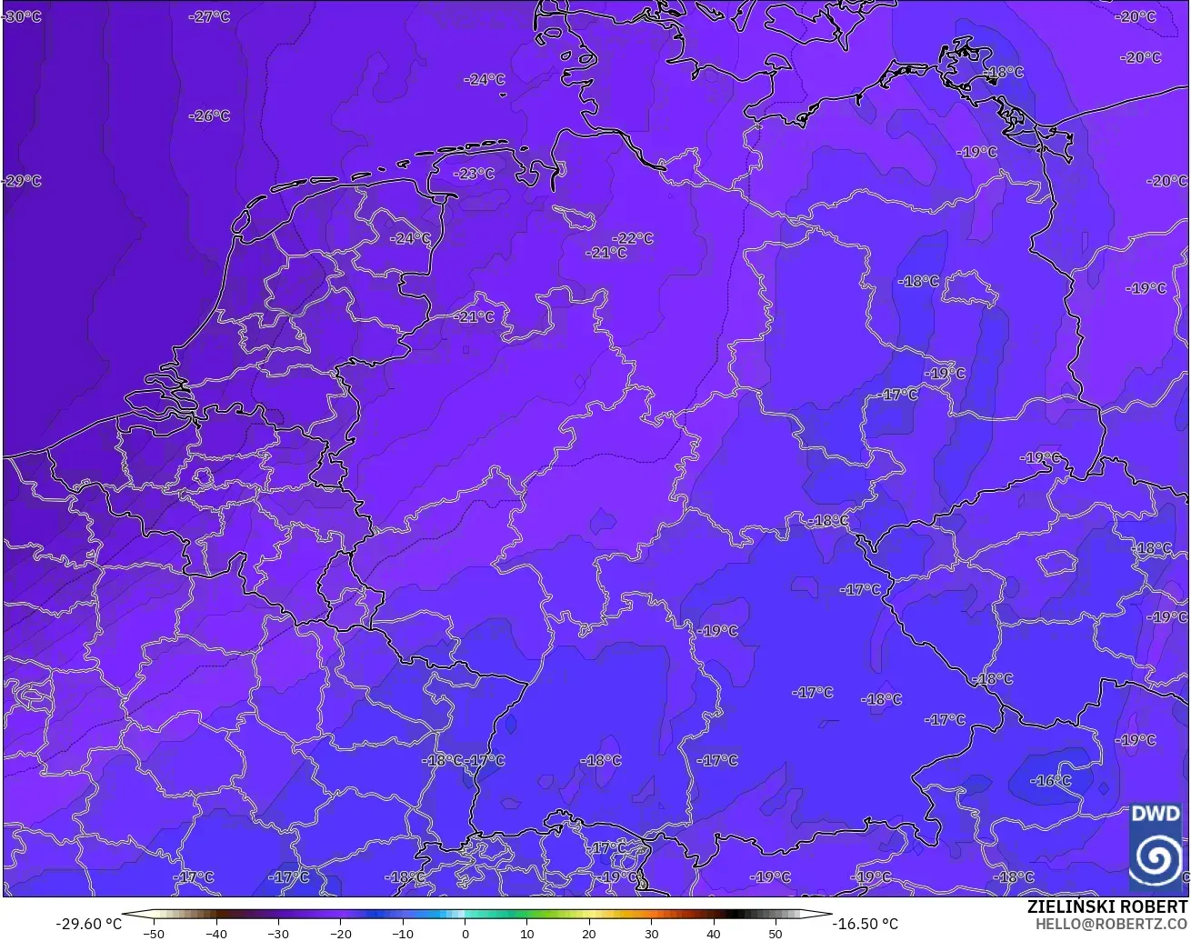 ICON modelo - Germany, Temperature at 500hPa