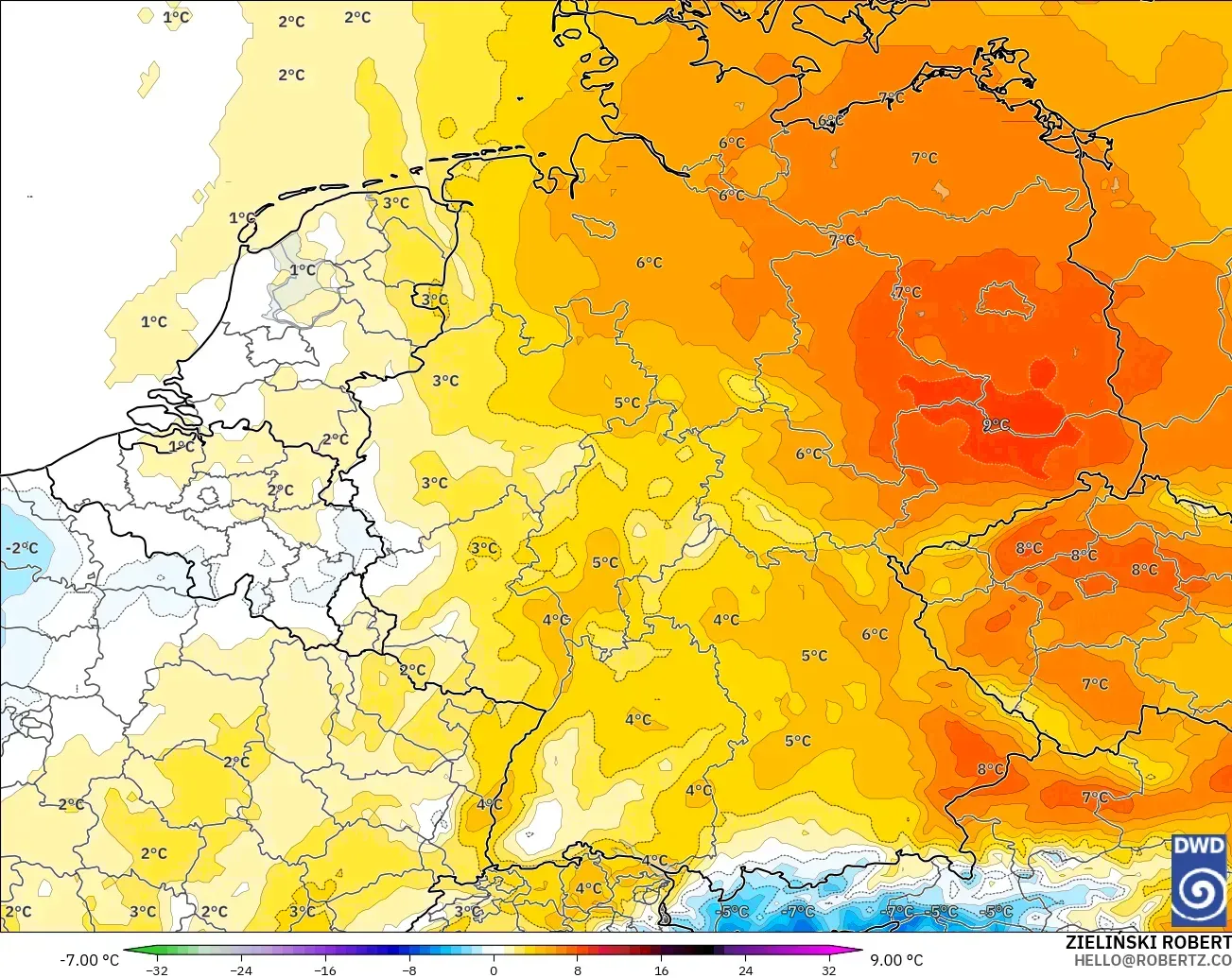 ICON model - Jerman, Anomali Suhu 850 hPa