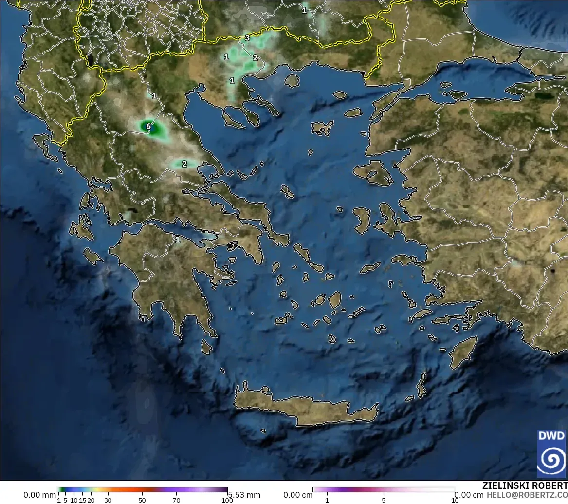 ICON modelo - Greece, Precipitation, Clouds, and Pressure