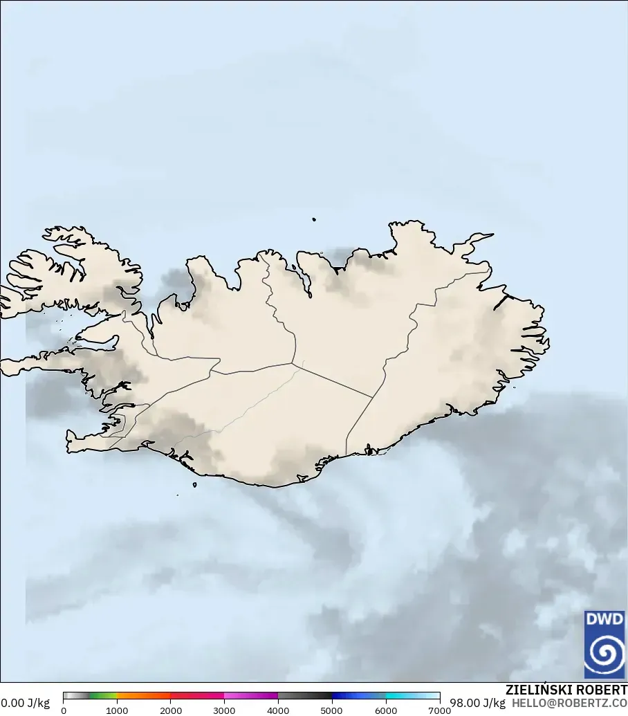 ICON model - Islandia, CAPE