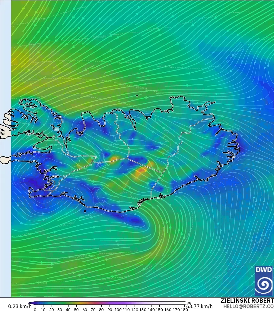 ICON model - Islandia, Angin 10 m