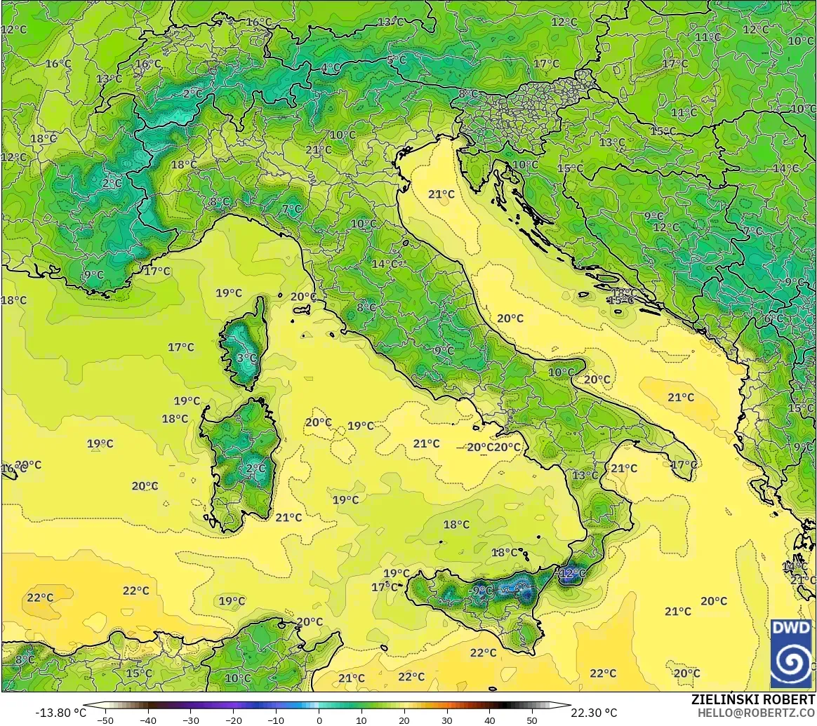 ICON model - Italia, Titik Embun 2 m