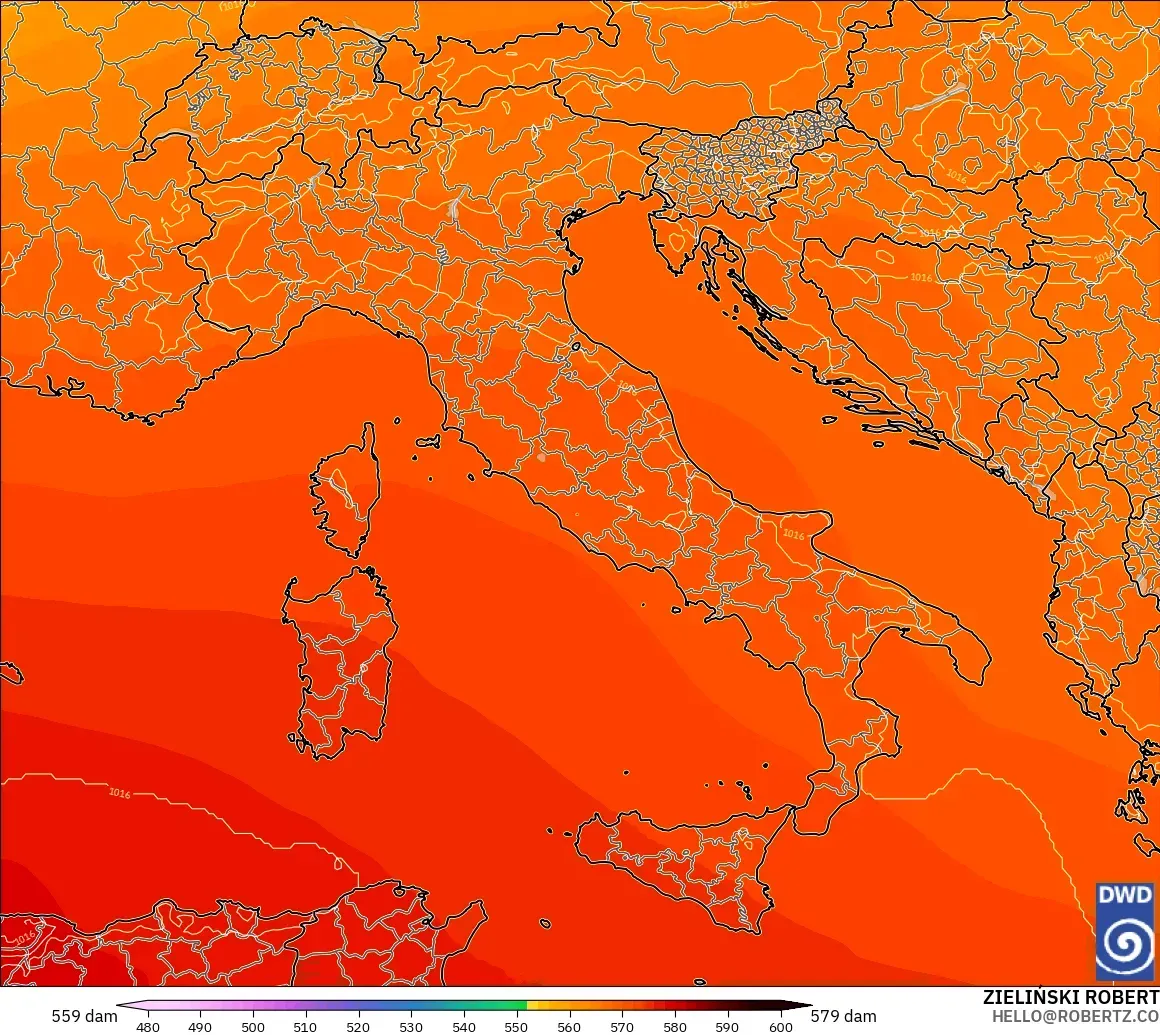 ICON modelo - Italy, Geopotential height at 500hPa