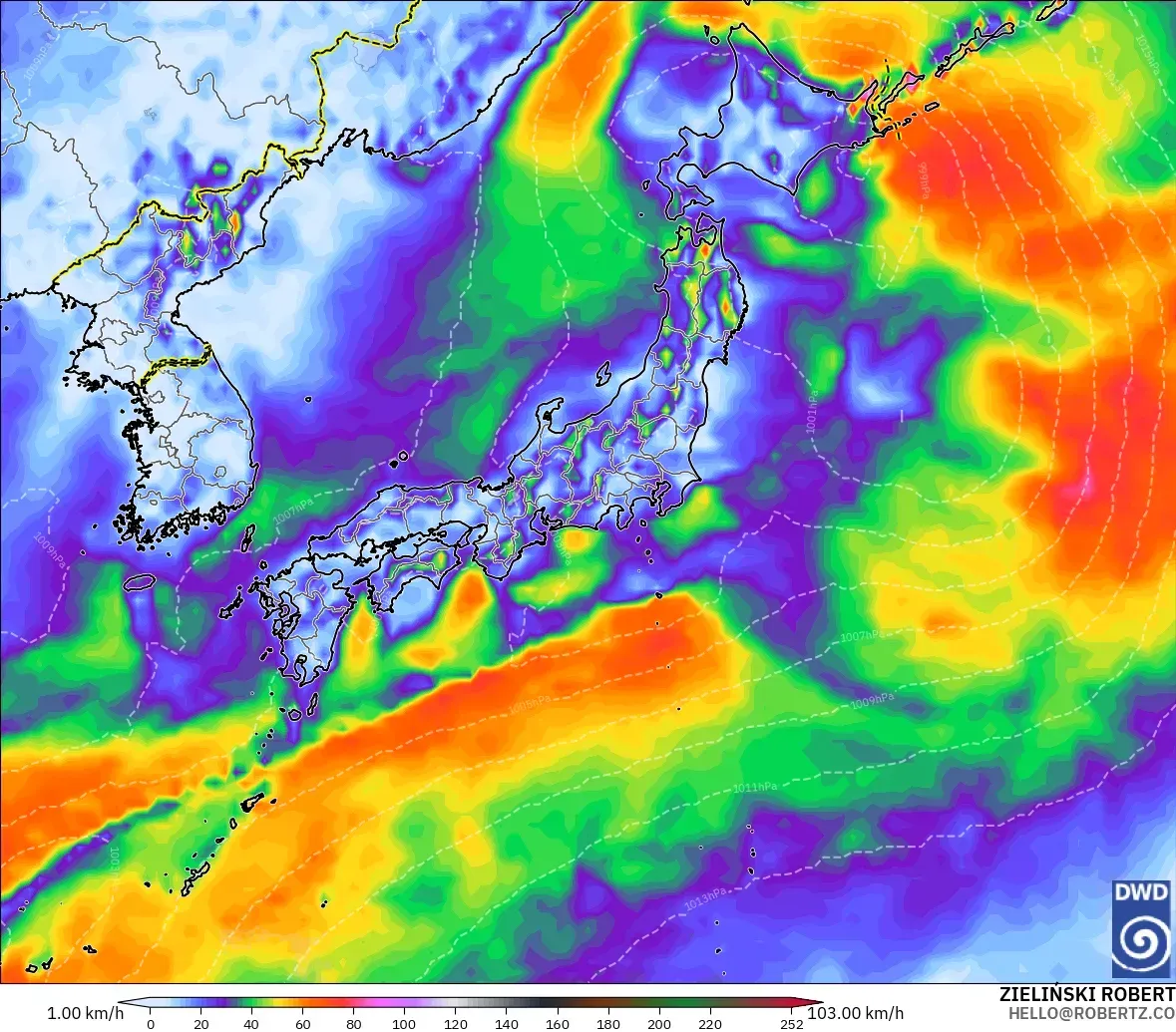 ICON modelo - Japan, Wind Gusts