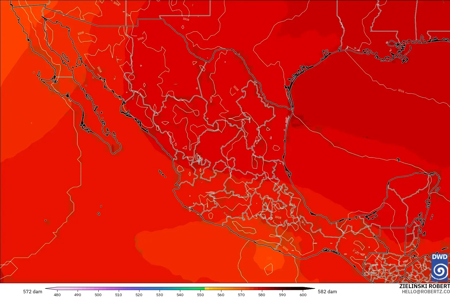 ICON model - Meksiko, Ketinggian geopotensial pada 500 hPa