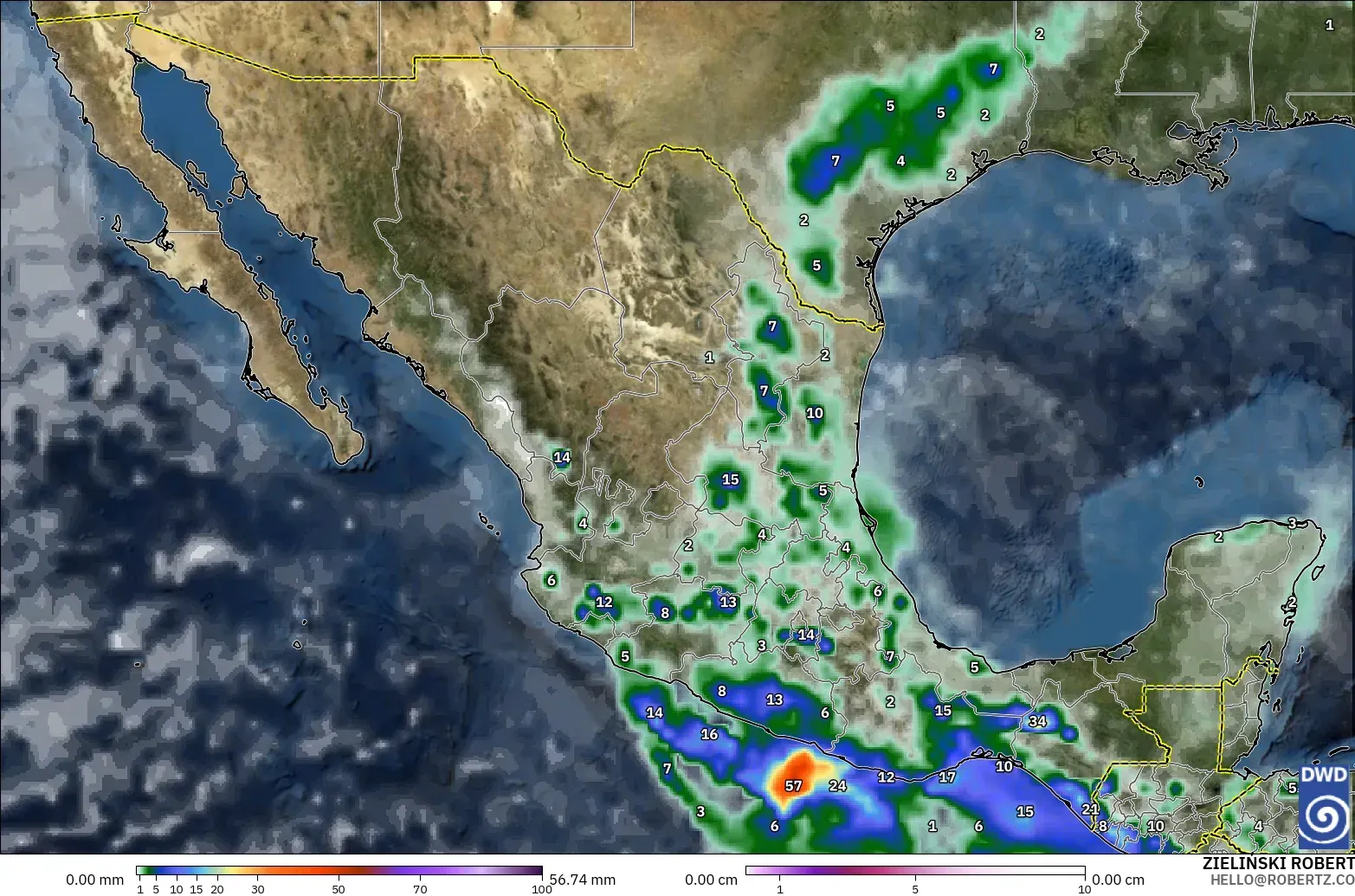 ICON modelo - Mexico, Precipitation, Clouds, and Pressure