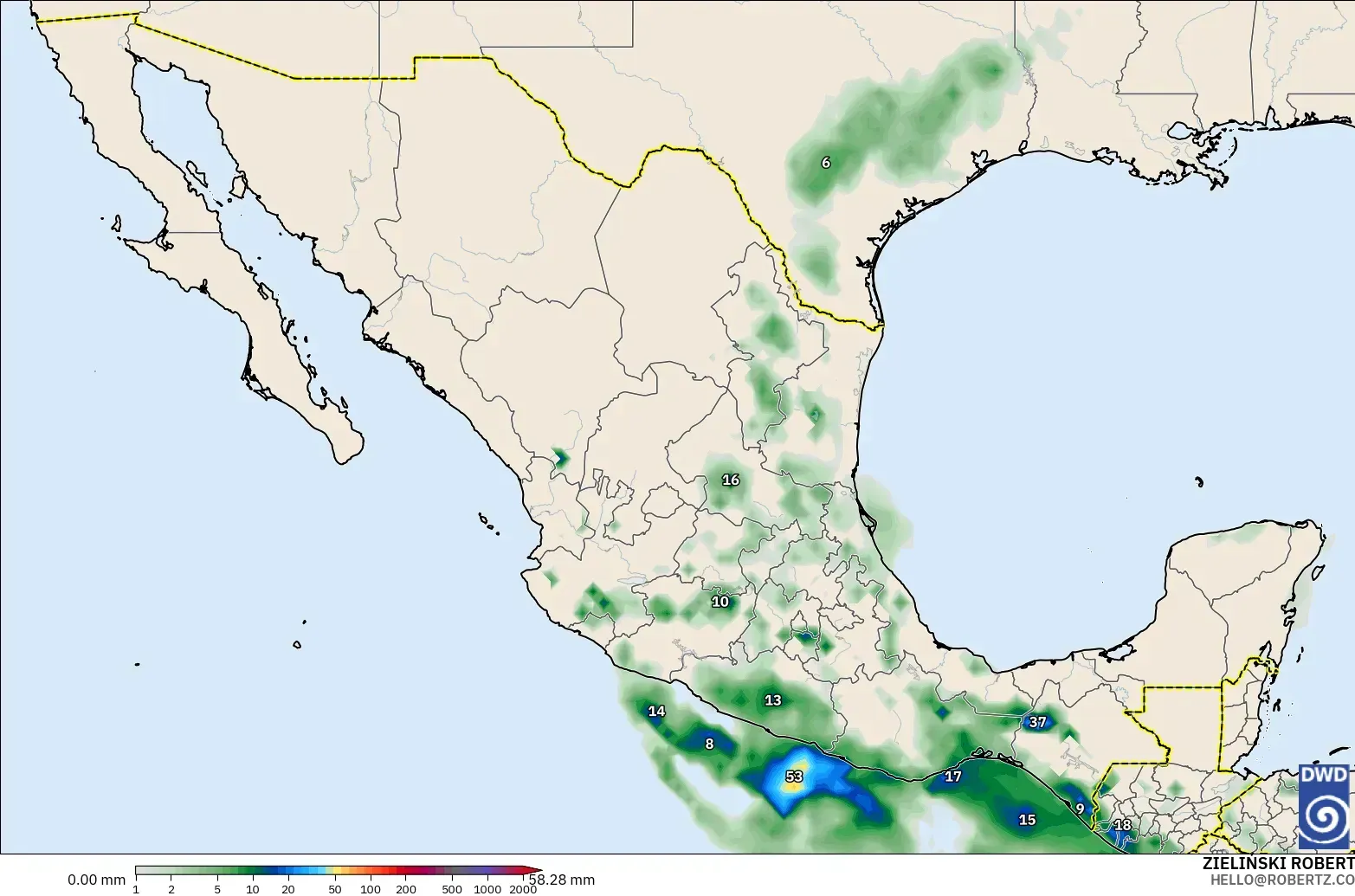 ICON modelo - Mexico, Precipitation Accumulation