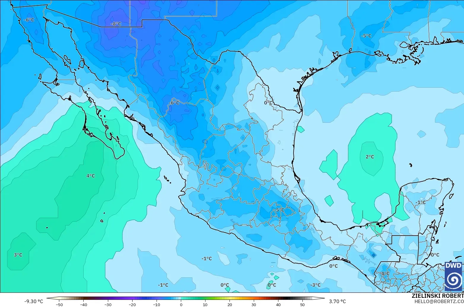 ICON modelo - Mexico, Temperature at 500hPa