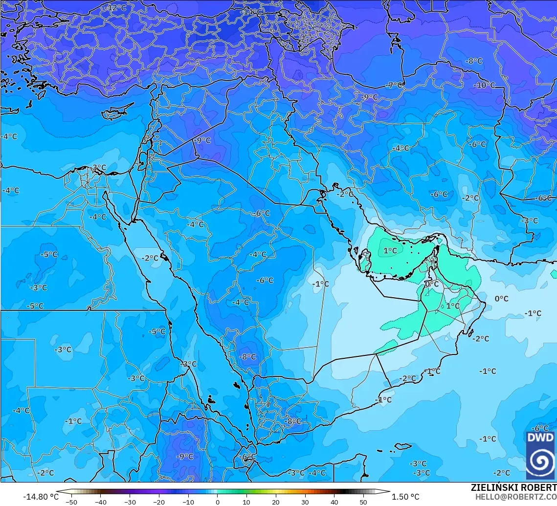 ICON modelo - Middle East, Temperature at 500hPa