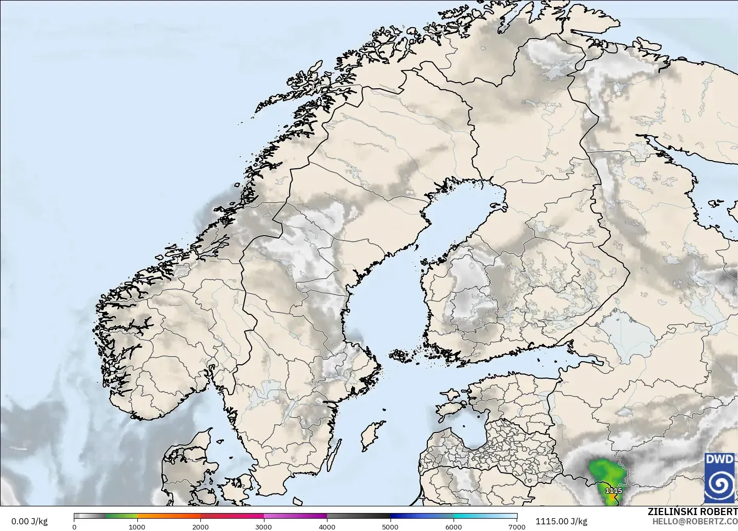 ICON model - Skandinavia, CAPE