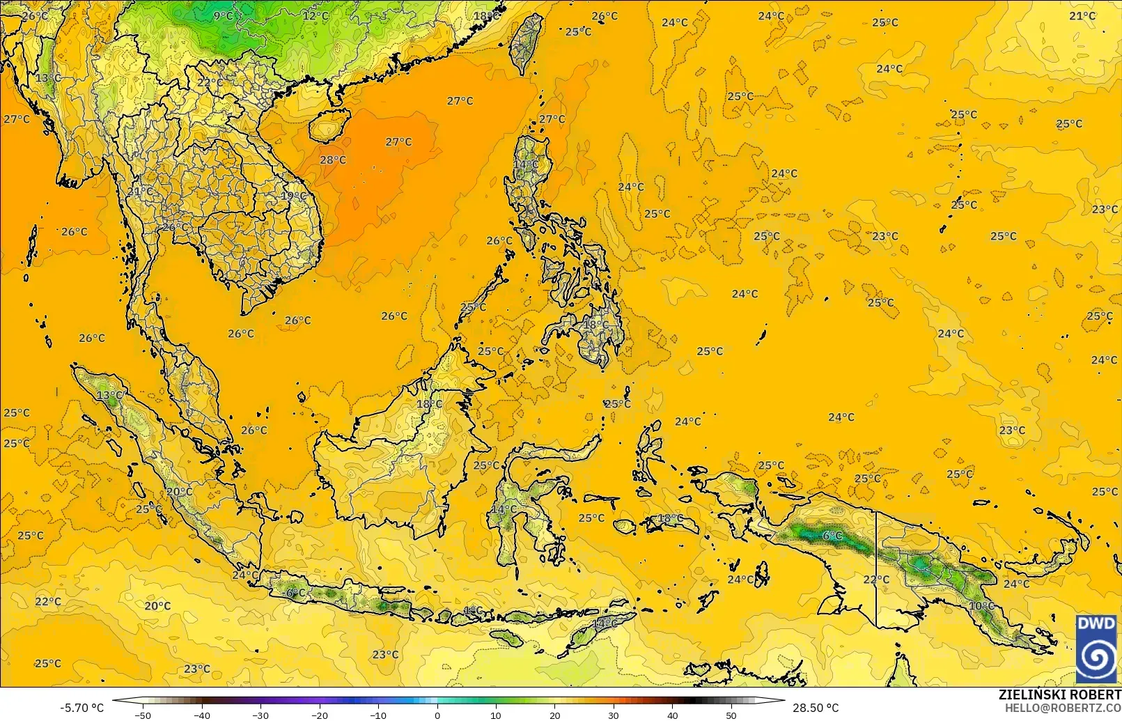 ICON model - Asia Tenggara, Titik Embun 2 m
