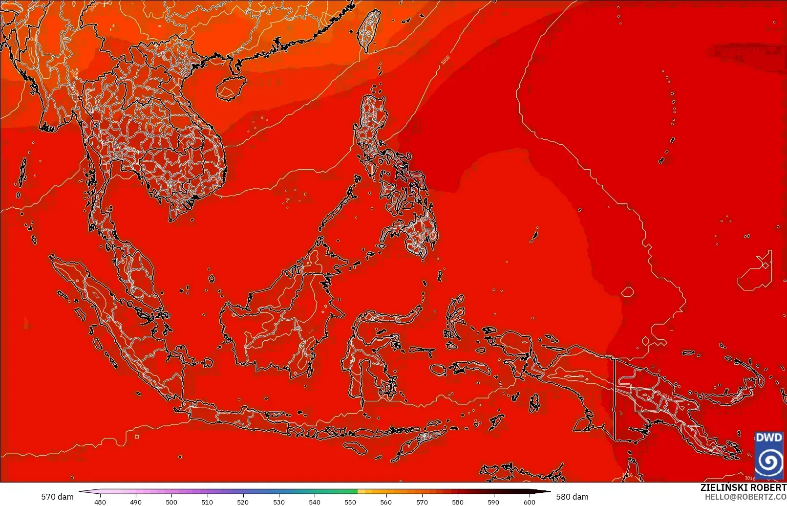 ICON model - Asia Tenggara, Ketinggian geopotensial pada 500 hPa