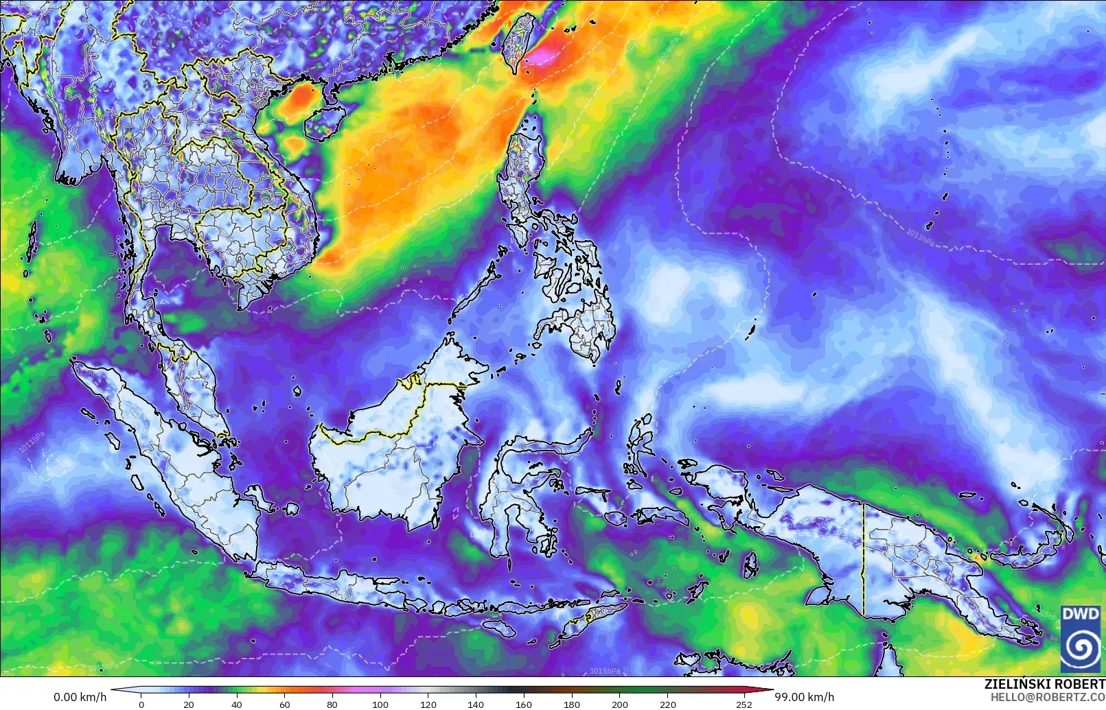 ICON modelo - South East Asia, Wind Gusts
