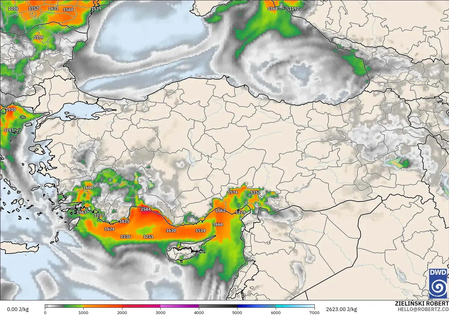 ICON model - Turki, CAPE
