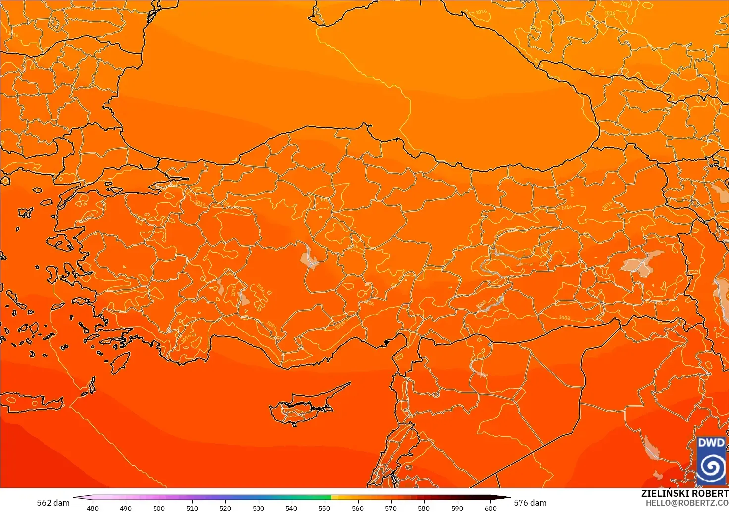 ICON model - Turki, Ketinggian geopotensial pada 500 hPa