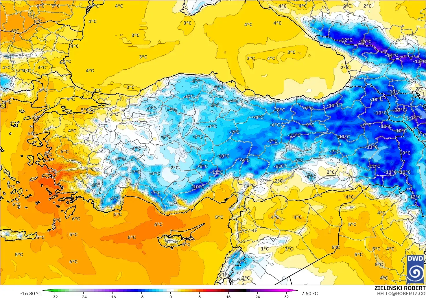 ICON model - Turki, Anomali Suhu 850 hPa