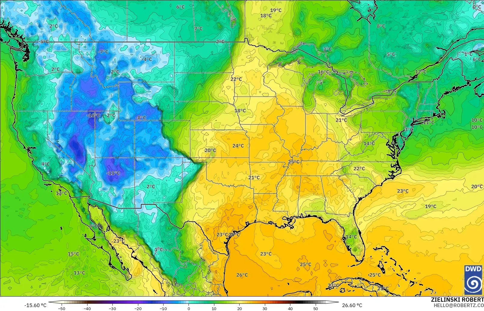 ICON modelo - United States, Dewpoint at 2m