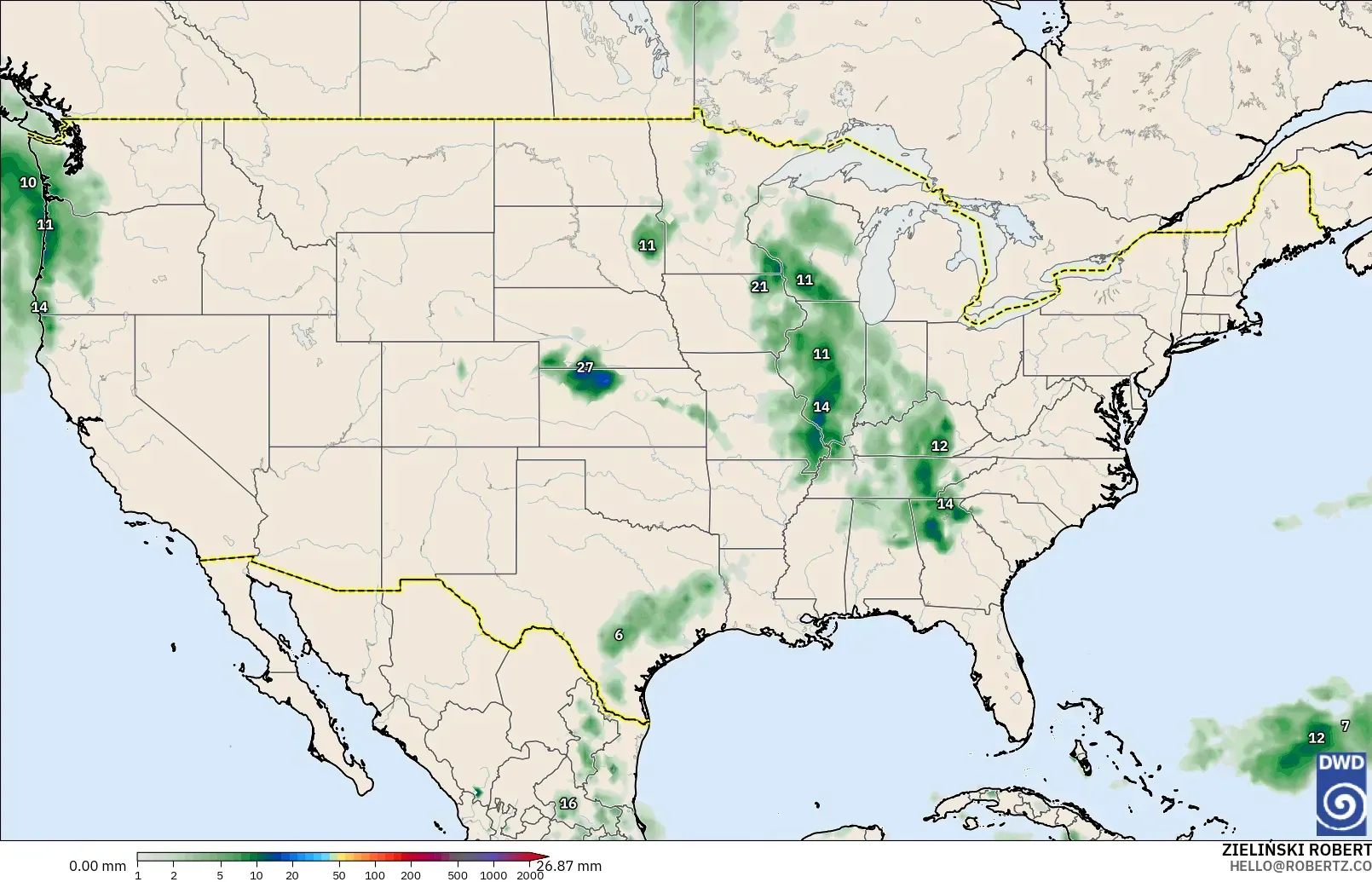 ICON modelo - United States, Precipitation Accumulation