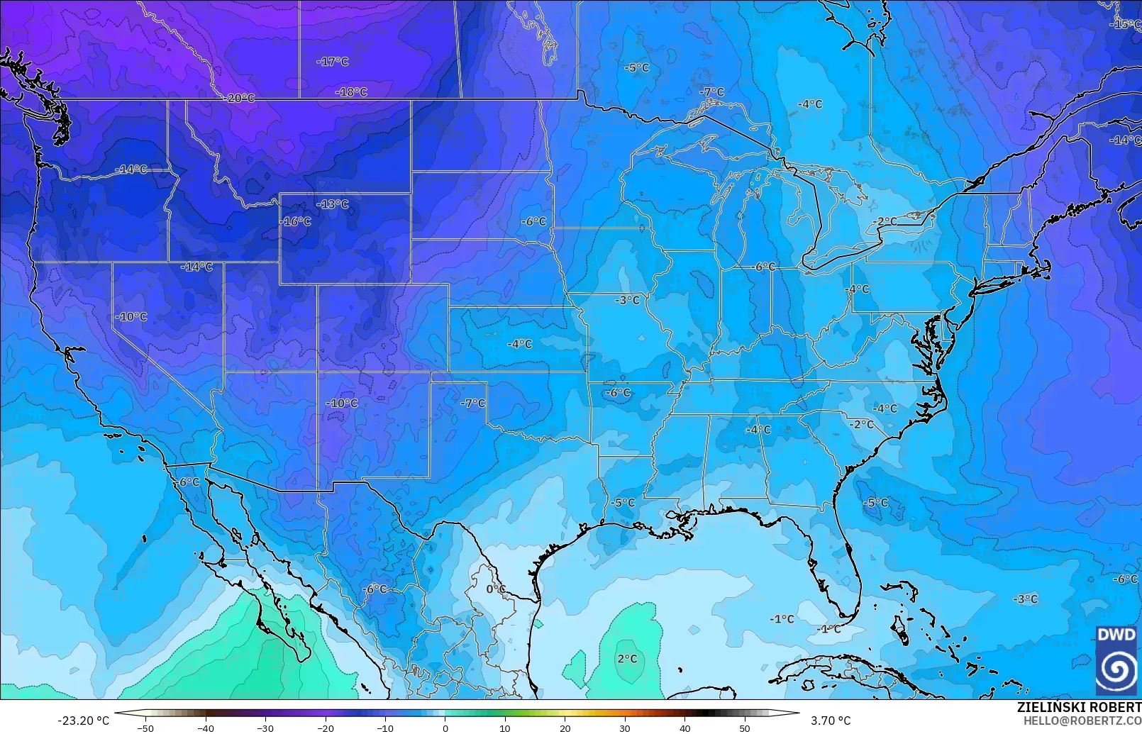 ICON modelo - United States, Temperature at 500hPa