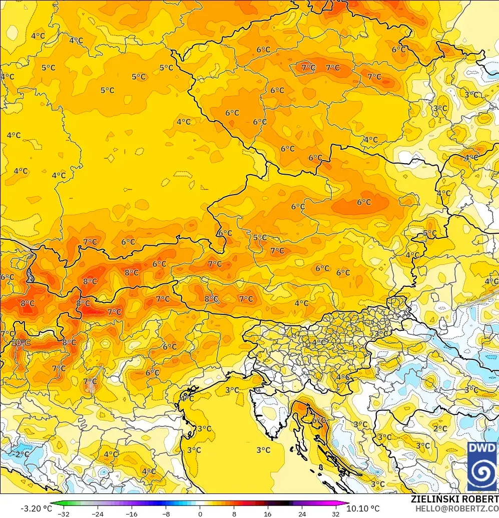 ICON model - Austria, Anomali Suhu 2 m
