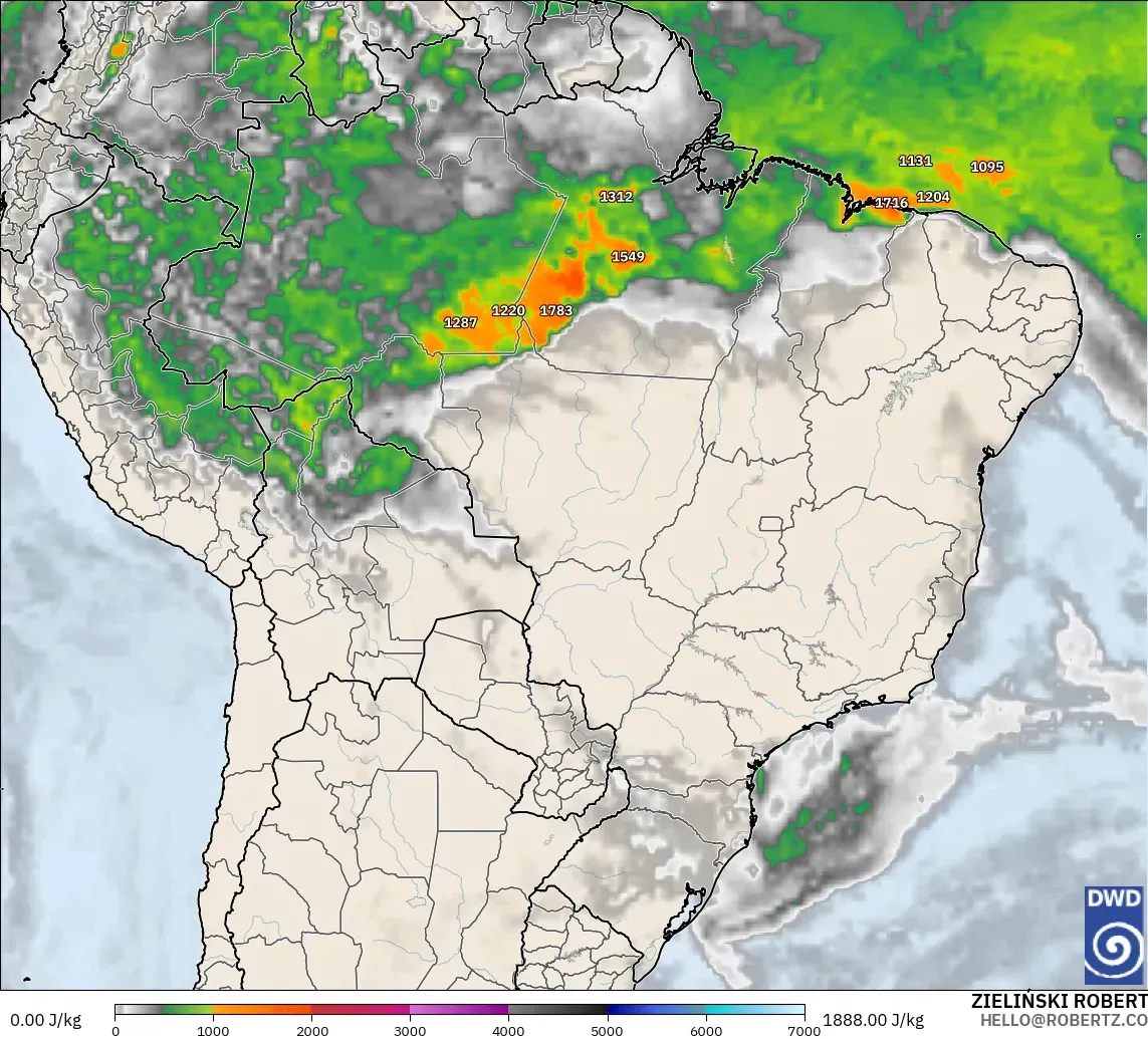 ICON model - Brazil, CAPE