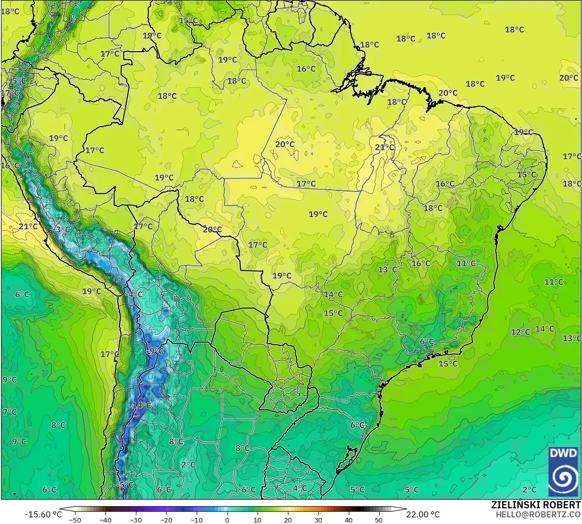 ICON model - Brazil, Suhu 850 hPa