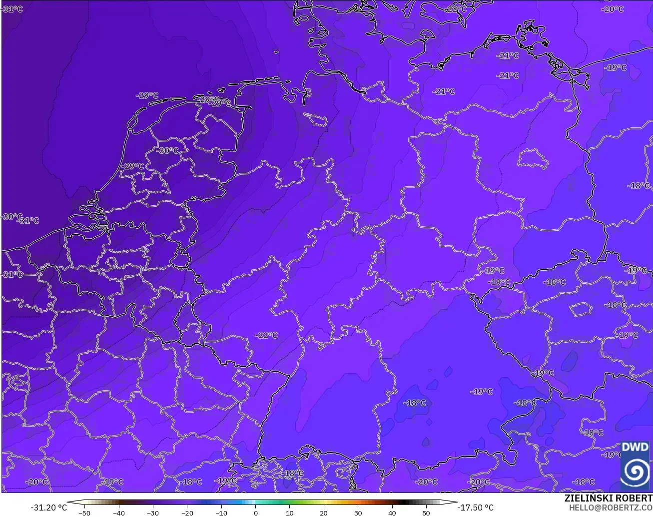 ICON model - Jerman, Suhu 500 hPa