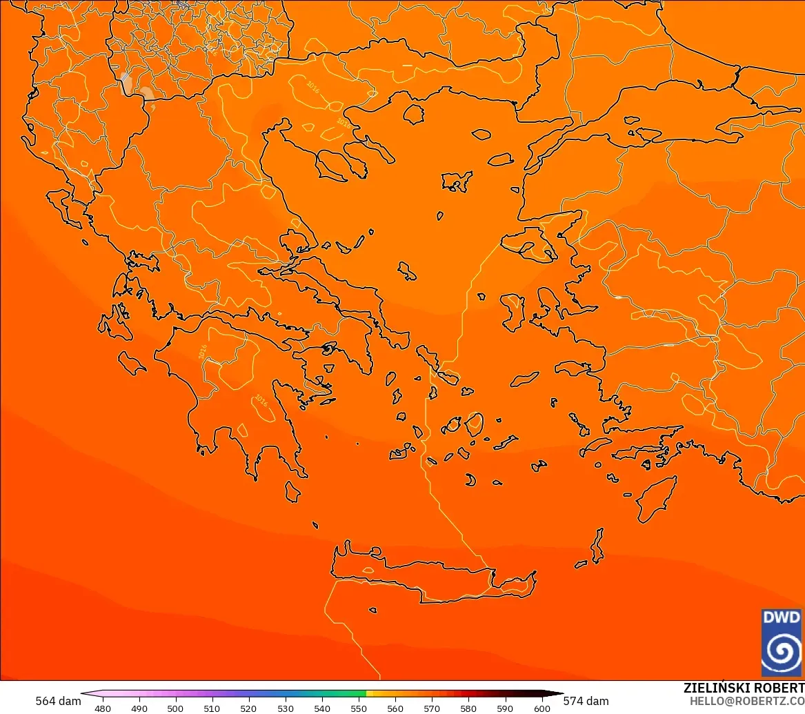 ICON model - Yunani, Ketinggian geopotensial pada 500 hPa