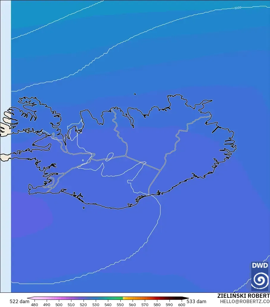 ICON model - Iceland, Ketinggian geopotensial pada 500 hPa