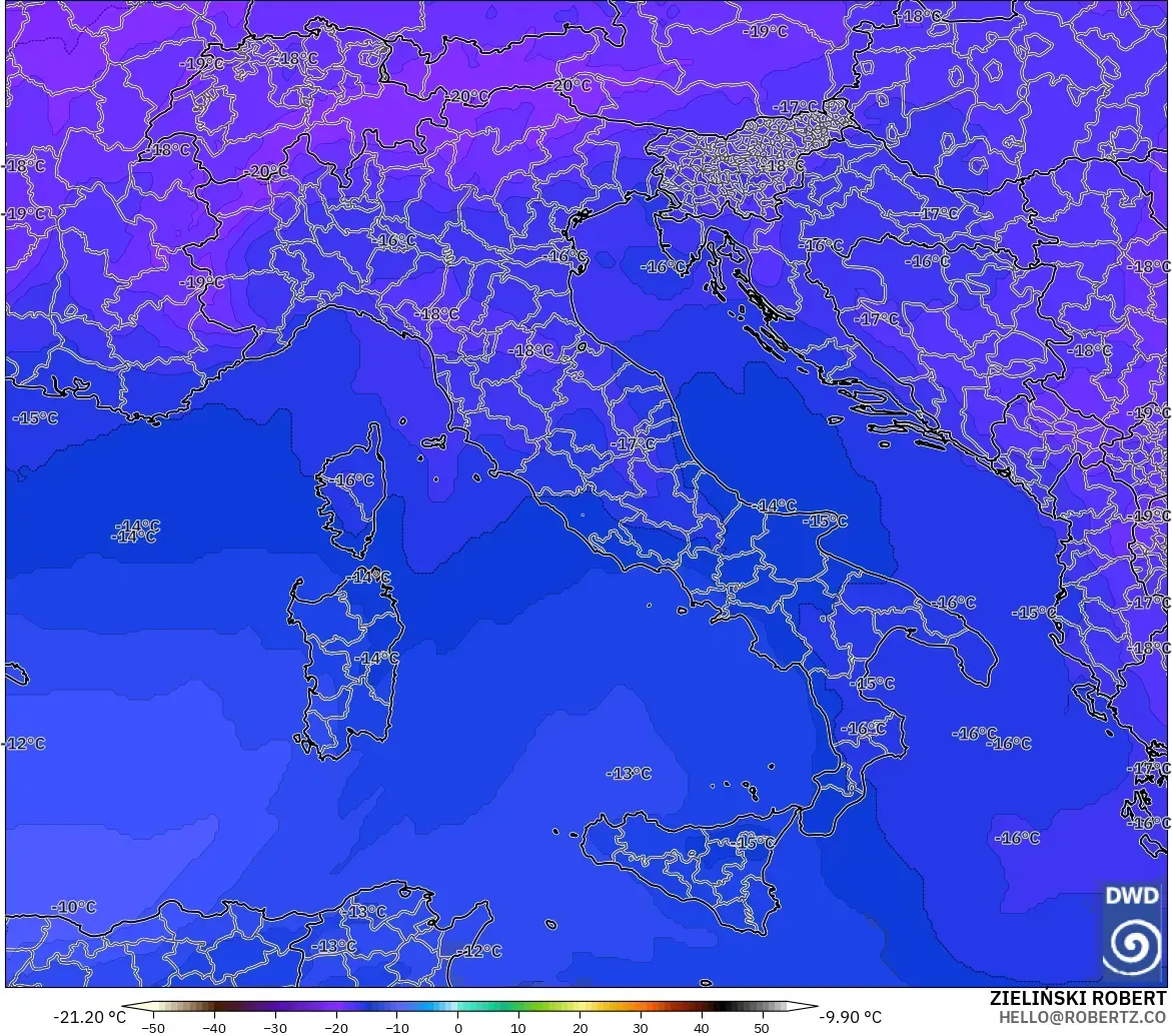 ICON model - Itali, Suhu 500 hPa