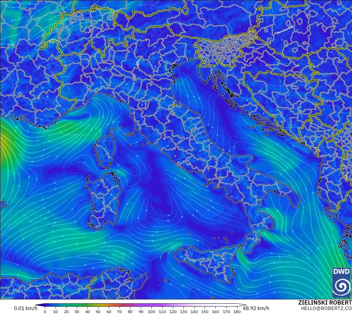 ICON model - Itali, Angin 10 m
