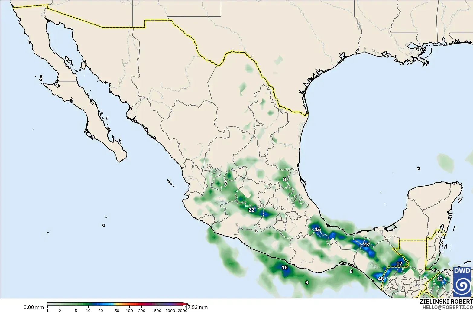 ICON model - Mexico, Pengumpulan Hujan
